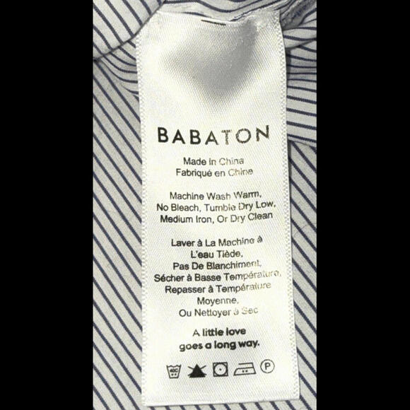 Babaton Aritzia Cold Shoulder Blue Stripe Preppy Quiet Luxury Designer Blouse M - Picture 6 of 14